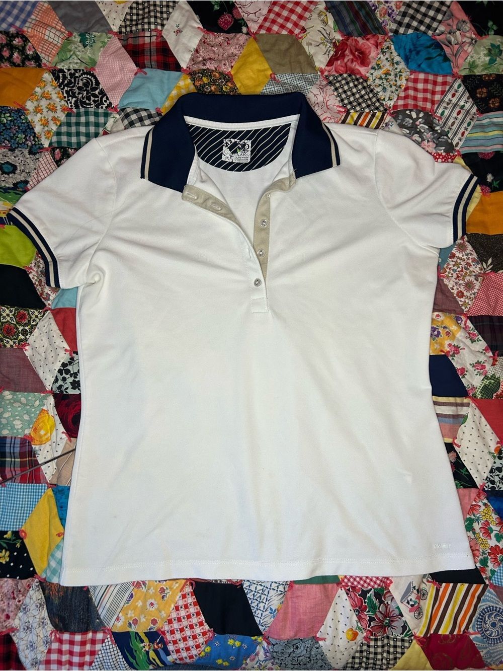 IZOD White Polo Top with Navy Trim.